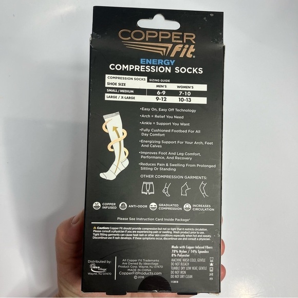 Copperfit energy compression socks black 1 pair size Large/XL - Picture 5 of 7